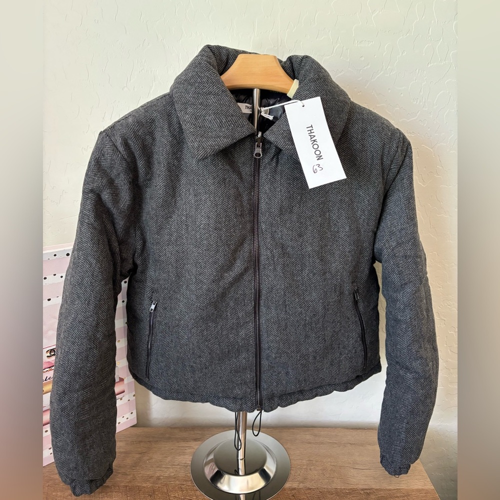 THAKOON Herringbone Reversible Bomber